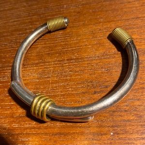 Sterling silver and brass cuff bracelet